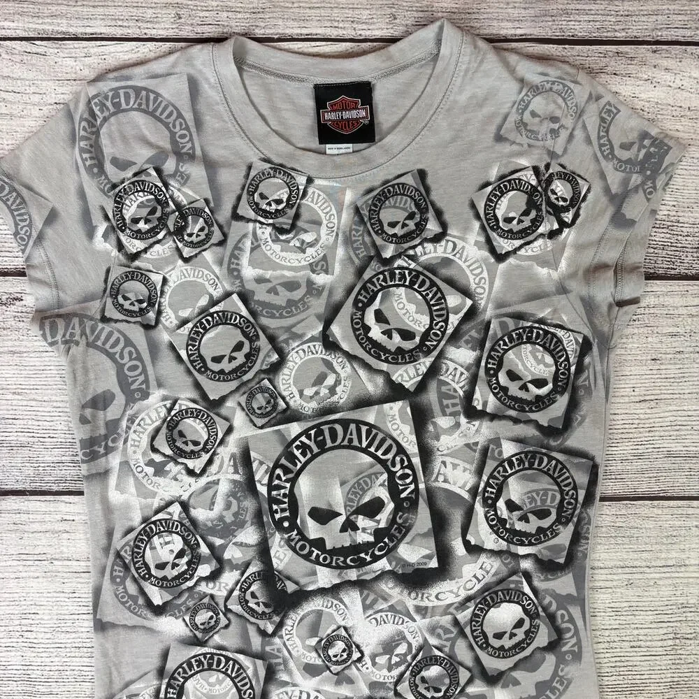 2009 Harley Davidson Motorcycles Skulls Big Print T-shirt - Picture 7 of 8